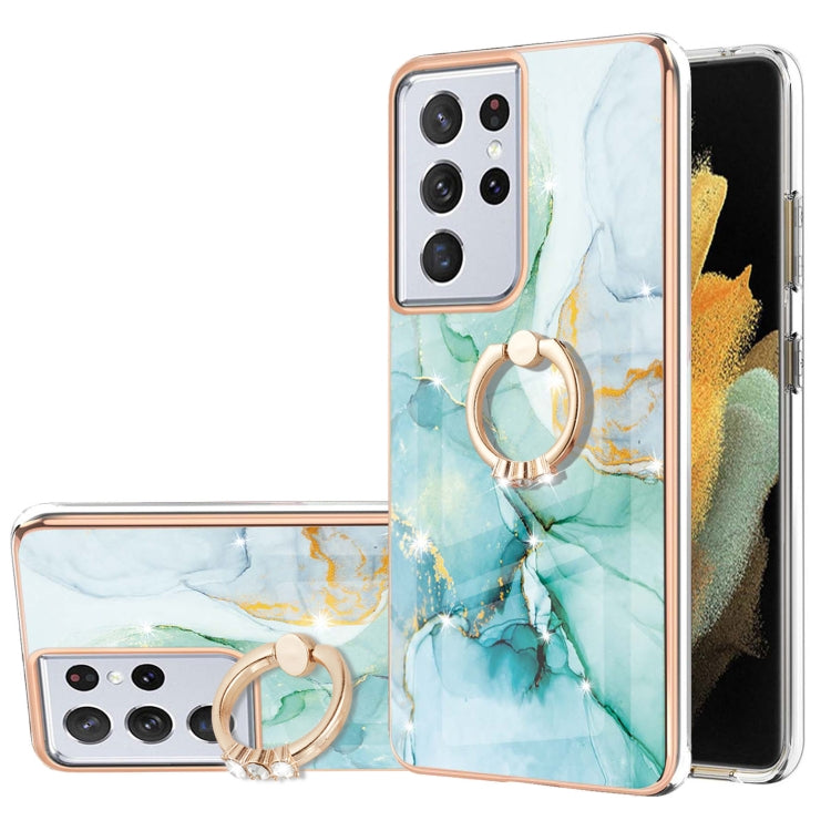 Electroplating Marble Pattern IMD TPU Shockproof Case with Ring Holder, For Samsung Galaxy S21 5G, For Samsung Galaxy S21 FE 5G, For Samsung Galaxy S21 Ultra 5G, For Samsung Galaxy S21+ 5G