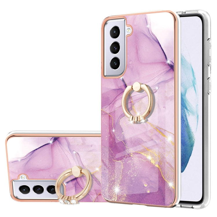 Electroplating Marble Pattern IMD TPU Shockproof Case with Ring Holder, For Samsung Galaxy S21 5G, For Samsung Galaxy S21 FE 5G, For Samsung Galaxy S21 Ultra 5G, For Samsung Galaxy S21+ 5G