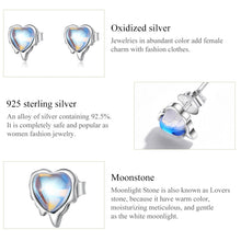 Load image into Gallery viewer, S925 Sterling Silver Heart Shaped Moonstone Women Earrings, Heart Shaped Moonstone