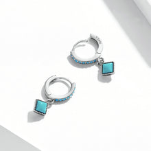 Load image into Gallery viewer, S925 Sterling Silver Rhombus Turquoise Women Earrings, Rhombus Turquoise