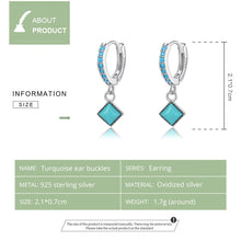 Load image into Gallery viewer, S925 Sterling Silver Rhombus Turquoise Women Earrings, Rhombus Turquoise