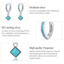 Load image into Gallery viewer, S925 Sterling Silver Rhombus Turquoise Women Earrings, Rhombus Turquoise