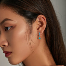 Load image into Gallery viewer, S925 Sterling Silver Rhombus Turquoise Women Earrings, Rhombus Turquoise