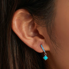 Load image into Gallery viewer, S925 Sterling Silver Rhombus Turquoise Women Earrings, Rhombus Turquoise