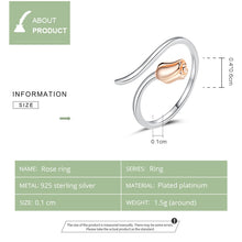 Load image into Gallery viewer, S925 Sterling Silver Rose Women Open Ring, Rose