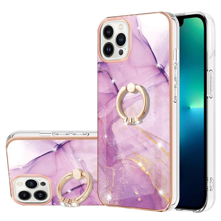 Electroplating Marble Pattern IMD TPU Shockproof Case with Ring Holder, For iPhone 13 mini, For iPhone 13, For iPhone 13 Pro, For iPhone 13 Pro Max, For iPhone 12 / 12 Pro, For iPhone 12 Pro Max, For iPhone 11, For iPhone 11 Pro Max
