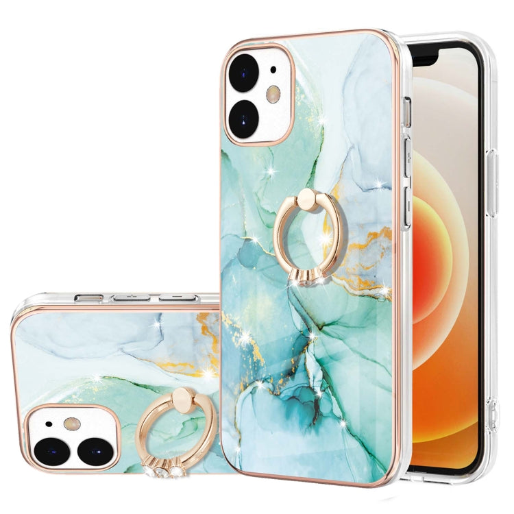 Electroplating Marble Pattern IMD TPU Shockproof Case with Ring Holder, For iPhone 13 mini, For iPhone 13, For iPhone 13 Pro, For iPhone 13 Pro Max, For iPhone 12 / 12 Pro, For iPhone 12 Pro Max, For iPhone 11, For iPhone 11 Pro Max