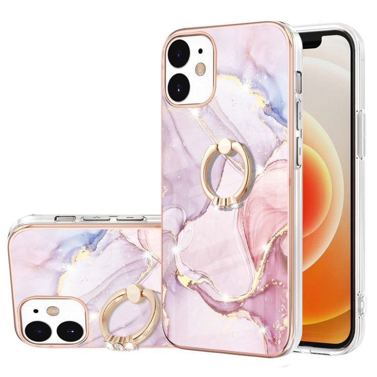 Electroplating Marble Pattern IMD TPU Shockproof Case with Ring Holder, For iPhone 13 mini, For iPhone 13, For iPhone 13 Pro, For iPhone 13 Pro Max, For iPhone 12 / 12 Pro, For iPhone 12 Pro Max, For iPhone 11, For iPhone 11 Pro Max