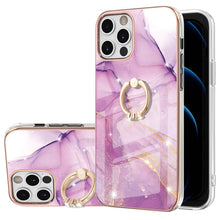 Load image into Gallery viewer, Electroplating Marble Pattern IMD TPU Shockproof Case with Ring Holder, For iPhone 13 mini, For iPhone 13, For iPhone 13 Pro, For iPhone 13 Pro Max, For iPhone 12 / 12 Pro, For iPhone 12 Pro Max, For iPhone 11, For iPhone 11 Pro Max