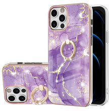 Load image into Gallery viewer, Electroplating Marble Pattern IMD TPU Shockproof Case with Ring Holder, For iPhone 13 mini, For iPhone 13, For iPhone 13 Pro, For iPhone 13 Pro Max, For iPhone 12 / 12 Pro, For iPhone 12 Pro Max, For iPhone 11, For iPhone 11 Pro Max