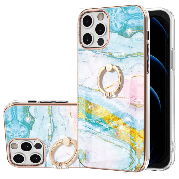 Electroplating Marble Pattern IMD TPU Shockproof Case with Ring Holder, For iPhone 13 mini, For iPhone 13, For iPhone 13 Pro, For iPhone 13 Pro Max, For iPhone 12 / 12 Pro, For iPhone 12 Pro Max, For iPhone 11, For iPhone 11 Pro Max
