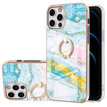 Load image into Gallery viewer, Electroplating Marble Pattern IMD TPU Shockproof Case with Ring Holder, For iPhone 13 mini, For iPhone 13, For iPhone 13 Pro, For iPhone 13 Pro Max, For iPhone 12 / 12 Pro, For iPhone 12 Pro Max, For iPhone 11, For iPhone 11 Pro Max