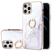 Load image into Gallery viewer, Electroplating Marble Pattern IMD TPU Shockproof Case with Ring Holder, For iPhone 13 mini, For iPhone 13, For iPhone 13 Pro, For iPhone 13 Pro Max, For iPhone 12 / 12 Pro, For iPhone 12 Pro Max, For iPhone 11, For iPhone 11 Pro Max