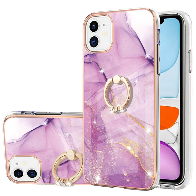 Electroplating Marble Pattern IMD TPU Shockproof Case with Ring Holder, For iPhone 13 mini, For iPhone 13, For iPhone 13 Pro, For iPhone 13 Pro Max, For iPhone 12 / 12 Pro, For iPhone 12 Pro Max, For iPhone 11, For iPhone 11 Pro Max