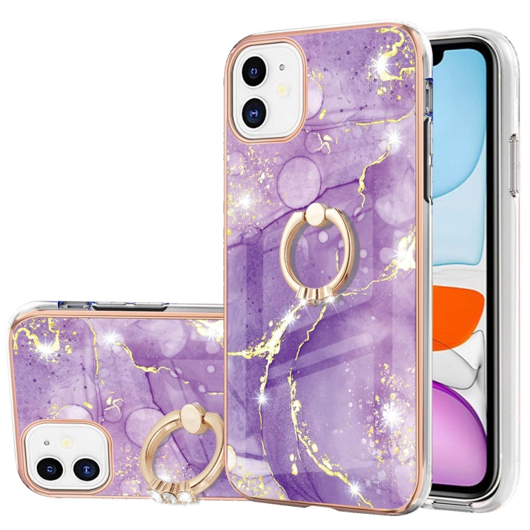 Electroplating Marble Pattern IMD TPU Shockproof Case with Ring Holder, For iPhone 13 mini, For iPhone 13, For iPhone 13 Pro, For iPhone 13 Pro Max, For iPhone 12 / 12 Pro, For iPhone 12 Pro Max, For iPhone 11, For iPhone 11 Pro Max