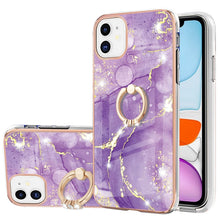 Load image into Gallery viewer, Electroplating Marble Pattern IMD TPU Shockproof Case with Ring Holder, For iPhone 13 mini, For iPhone 13, For iPhone 13 Pro, For iPhone 13 Pro Max, For iPhone 12 / 12 Pro, For iPhone 12 Pro Max, For iPhone 11, For iPhone 11 Pro Max