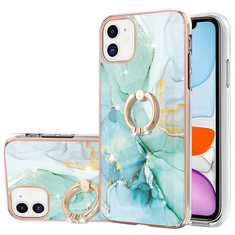 Electroplating Marble Pattern IMD TPU Shockproof Case with Ring Holder, For iPhone 13 mini, For iPhone 13, For iPhone 13 Pro, For iPhone 13 Pro Max, For iPhone 12 / 12 Pro, For iPhone 12 Pro Max, For iPhone 11, For iPhone 11 Pro Max