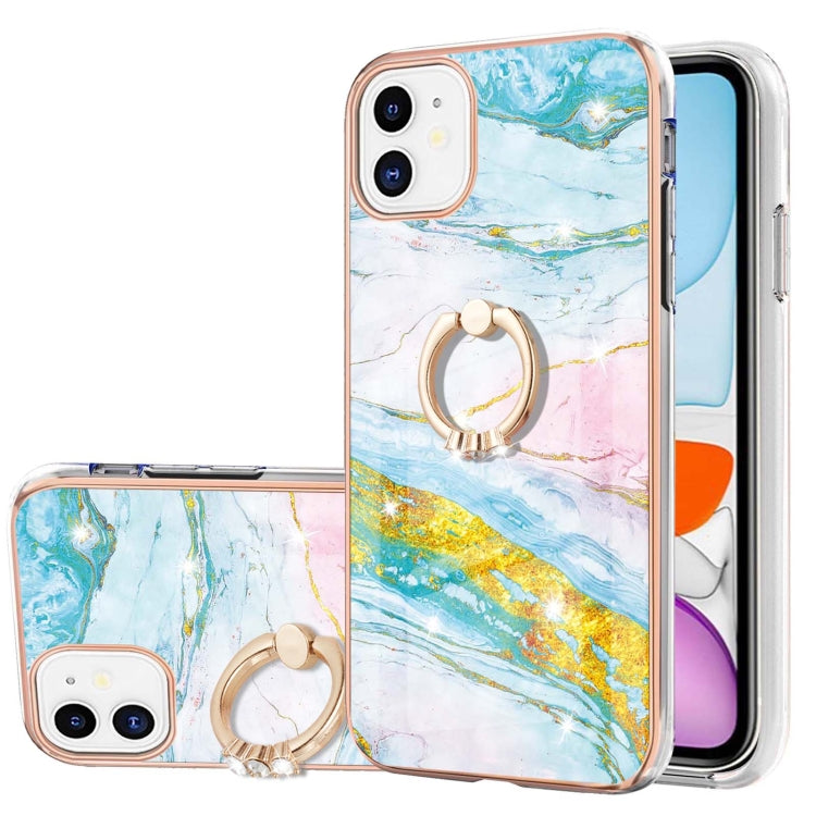 Electroplating Marble Pattern IMD TPU Shockproof Case with Ring Holder, For iPhone 13 mini, For iPhone 13, For iPhone 13 Pro, For iPhone 13 Pro Max, For iPhone 12 / 12 Pro, For iPhone 12 Pro Max, For iPhone 11, For iPhone 11 Pro Max