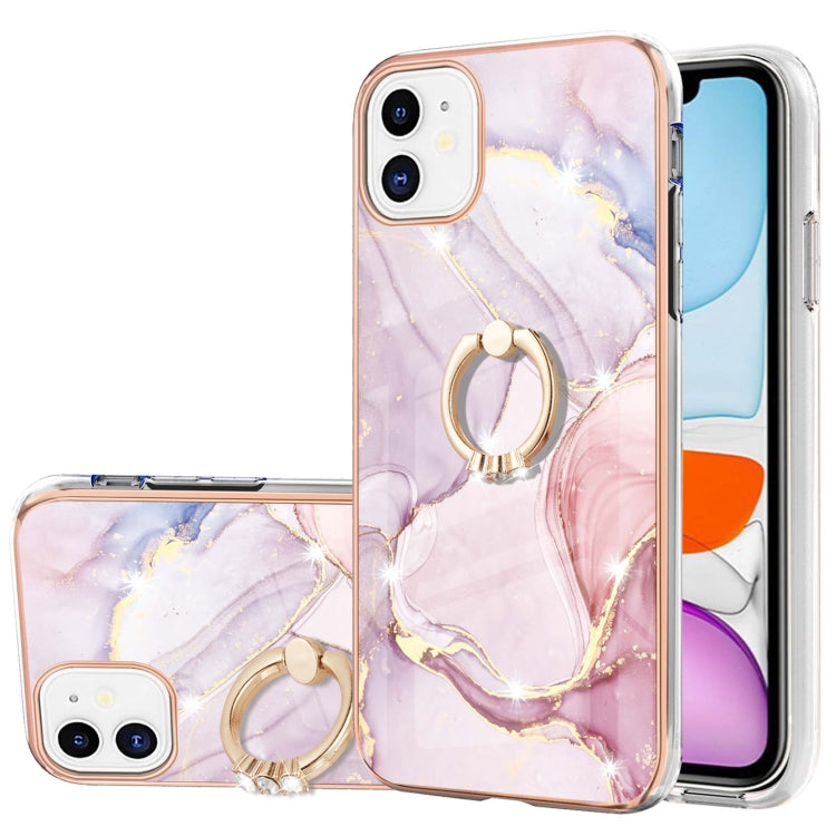 Electroplating Marble Pattern IMD TPU Shockproof Case with Ring Holder, For iPhone 13 mini, For iPhone 13, For iPhone 13 Pro, For iPhone 13 Pro Max, For iPhone 12 / 12 Pro, For iPhone 12 Pro Max, For iPhone 11, For iPhone 11 Pro Max