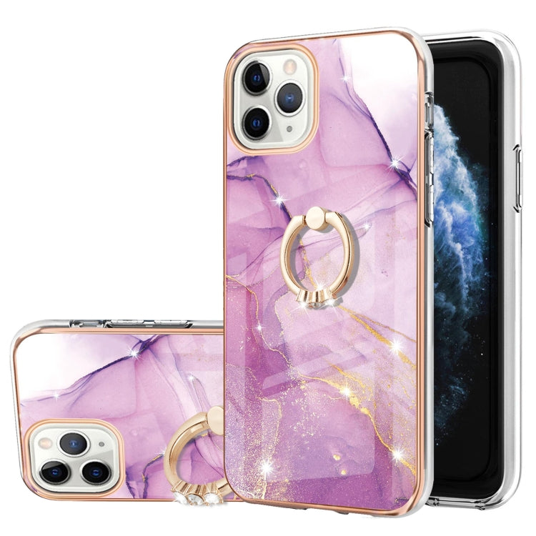 Electroplating Marble Pattern IMD TPU Shockproof Case with Ring Holder, For iPhone 13 mini, For iPhone 13, For iPhone 13 Pro, For iPhone 13 Pro Max, For iPhone 12 / 12 Pro, For iPhone 12 Pro Max, For iPhone 11, For iPhone 11 Pro Max