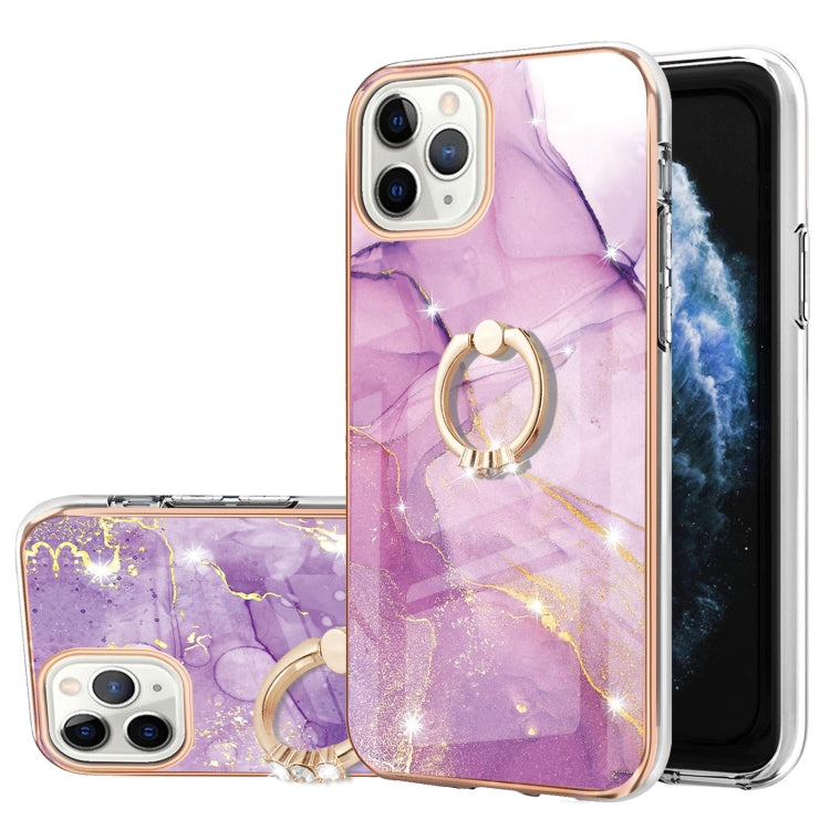 Electroplating Marble Pattern IMD TPU Shockproof Case with Ring Holder, For iPhone 13 mini, For iPhone 13, For iPhone 13 Pro, For iPhone 13 Pro Max, For iPhone 12 / 12 Pro, For iPhone 12 Pro Max, For iPhone 11, For iPhone 11 Pro Max
