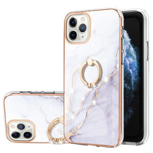 Load image into Gallery viewer, Electroplating Marble Pattern IMD TPU Shockproof Case with Ring Holder, For iPhone 13 mini, For iPhone 13, For iPhone 13 Pro, For iPhone 13 Pro Max, For iPhone 12 / 12 Pro, For iPhone 12 Pro Max, For iPhone 11, For iPhone 11 Pro Max