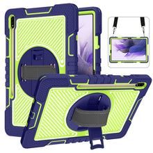 Load image into Gallery viewer, 360 Degree Rotation Contrast Color Shockproof Silicone + PC Case with Holder &amp; Hand Grip Strap &amp; Shoulder Strap, For Samsung Galaxy Tab S7 FE T730 / T735