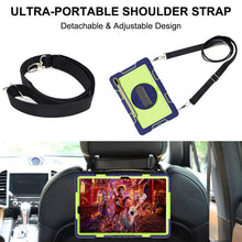 Load image into Gallery viewer, 360 Degree Rotation Contrast Color Shockproof Silicone + PC Case with Holder &amp; Hand Grip Strap &amp; Shoulder Strap, For Samsung Galaxy Tab S7 FE T730 / T735