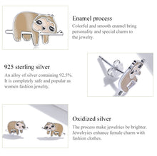 Load image into Gallery viewer, S925 Sterling Silver Cute Sloth Ear Studs Women Earrings, Cute Sloth