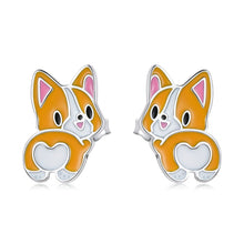 Load image into Gallery viewer, S925 Sterling Silver Cute Corgi Ear Studs Women Earrings, Cute Corgi