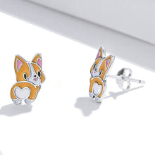 Load image into Gallery viewer, S925 Sterling Silver Cute Corgi Ear Studs Women Earrings, Cute Corgi