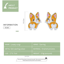 Load image into Gallery viewer, S925 Sterling Silver Cute Corgi Ear Studs Women Earrings, Cute Corgi