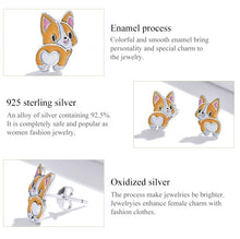 Load image into Gallery viewer, S925 Sterling Silver Cute Corgi Ear Studs Women Earrings, Cute Corgi