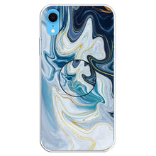 Load image into Gallery viewer, Embossed Varnished Marble TPU Protective Case with Holder, For iPhone XR