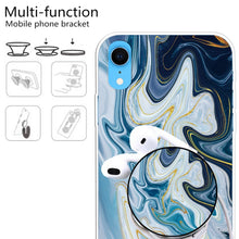 Load image into Gallery viewer, Embossed Varnished Marble TPU Protective Case with Holder, For iPhone XR