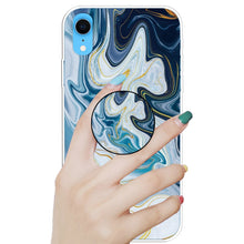 Load image into Gallery viewer, Embossed Varnished Marble TPU Protective Case with Holder, For iPhone XR