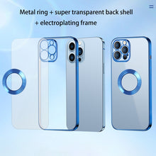 Load image into Gallery viewer, 9D Electroplated Edge Metal Ring Clear PC + TPU Shockproof Case, For iPhone 13, For iPhone 13 Pro, For iPhone 13 Pro Max, For iPhone 12, For iPhone 12 Pro, For iPhone 12 Pro Max, For iPhone 11, For iPhone 11 Pro Max