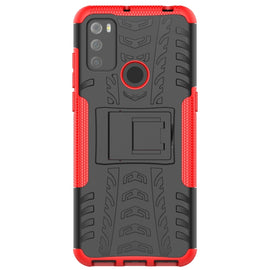 Tire Texture Shockproof TPU+PC Protective Case with Holder, For Alcatel 3L (2021), For Motorola Edge 20 Lite, For Motorola Edge (2021), For Motorola Edge 20, For Samsung Galaxy A03S 164mm, For Samsung Galaxy A03S 166mm
