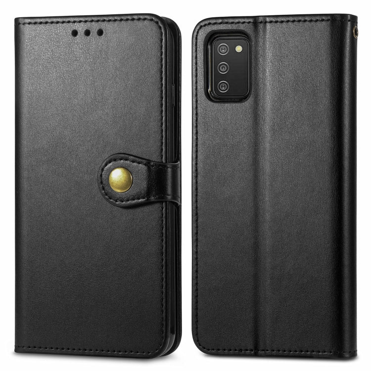 Solid Color Leather Buckle Phone Case with Lanyard & Photo Frame & Card Slot & Wallet & Stand Function, For Samsung Galaxy A03s 166mm