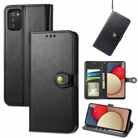 Solid Color Leather Buckle Phone Case with Lanyard & Photo Frame & Card Slot & Wallet & Stand Function, For Samsung Galaxy A03s 166mm