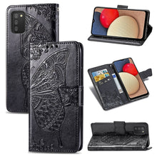 Load image into Gallery viewer, Butterfly Love Flowers Embossed Horizontal Flip Leather Case with Holder &amp; Card Slots &amp; Wallet &amp; Lanyard, For Samsung Galaxy A03s 166mm
