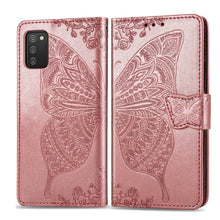 Load image into Gallery viewer, Butterfly Love Flowers Embossed Horizontal Flip Leather Case with Holder &amp; Card Slots &amp; Wallet &amp; Lanyard, For Samsung Galaxy A03s 166mm