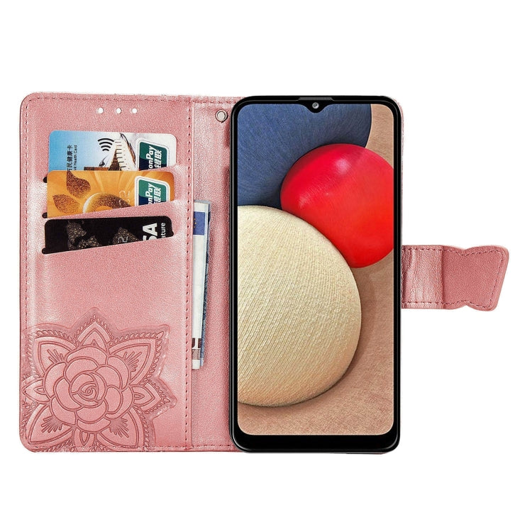 Butterfly Love Flowers Embossed Horizontal Flip Leather Case with Holder & Card Slots & Wallet & Lanyard, For Samsung Galaxy A03s 166mm