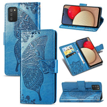 Load image into Gallery viewer, Butterfly Love Flowers Embossed Horizontal Flip Leather Case with Holder &amp; Card Slots &amp; Wallet &amp; Lanyard, For Samsung Galaxy A03s 166mm