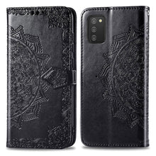 Load image into Gallery viewer, Mandala Flower Embossed Horizontal Flip Leather Case with Holder &amp; Three Card Slots &amp; Wallet &amp; Lanyard, For Samsung Galaxy A03s 166mm