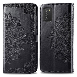 Mandala Flower Embossed Horizontal Flip Leather Case with Holder & Three Card Slots & Wallet & Lanyard, For Samsung Galaxy A03s 166mm