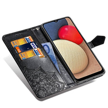 Load image into Gallery viewer, Mandala Flower Embossed Horizontal Flip Leather Case with Holder &amp; Three Card Slots &amp; Wallet &amp; Lanyard, For Samsung Galaxy A03s 166mm