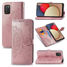 Load image into Gallery viewer, Mandala Flower Embossed Horizontal Flip Leather Case with Holder &amp; Three Card Slots &amp; Wallet &amp; Lanyard, For Samsung Galaxy A03s 166mm