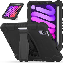 Load image into Gallery viewer, Tri-Layer Protection Screen Frame Heavy Duty PC Hybrid Silicone Case with Holder, For iPad mini 6 / mini 2024