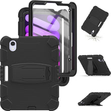 Load image into Gallery viewer, Tri-Layer Protection Screen Frame Heavy Duty PC Hybrid Silicone Case with Holder, For iPad mini 6 / mini 2024